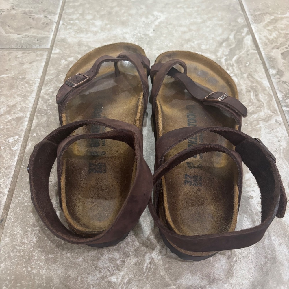Birkenstock Yara Habana Oiled Leather Ankle Strap Sandals Brown Womens 37 L6 M4 - Picture 5 of 11